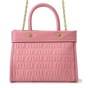 Miu Miu Handbag Embossed Logo Leather Shoulder Bag